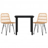 3 pcs conjunto de jantar para jardim vime PE 3
