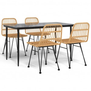 5 pcs conjunto de jantar p/ jardim vime PE H