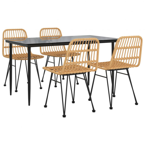 Juego de comedor de jardín 5 piezas ratán sintético M 3