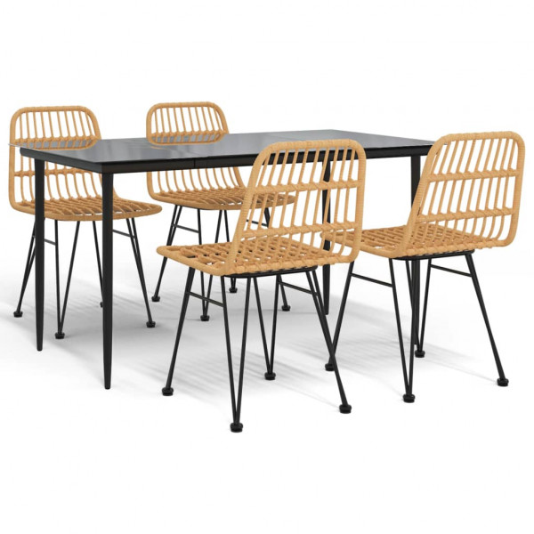 5 pcs conjunto de jantar p/ jardim vime PE M 2