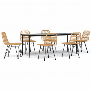 Juego de comedor de jardín 7 piezas ratán sintético H