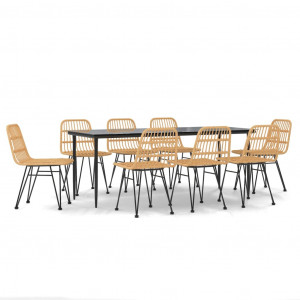 Juego de comedor de jardín 9 piezas ratán sintético H