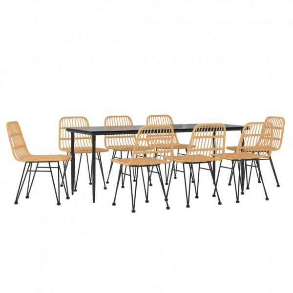 Juego de comedor de jardín 9 piezas ratán sintético M 3