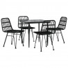 5 pcs conjunto de jantar p/ jardim vime PE preto 3