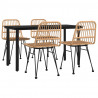 5 pcs conjunto de jantar p/ jardim vime PE 3