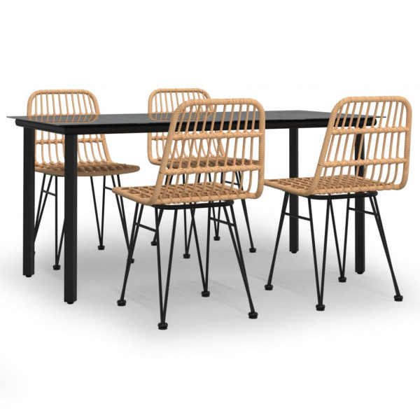 Juego de comedor de jardín 5 piezas ratán sintético M 2