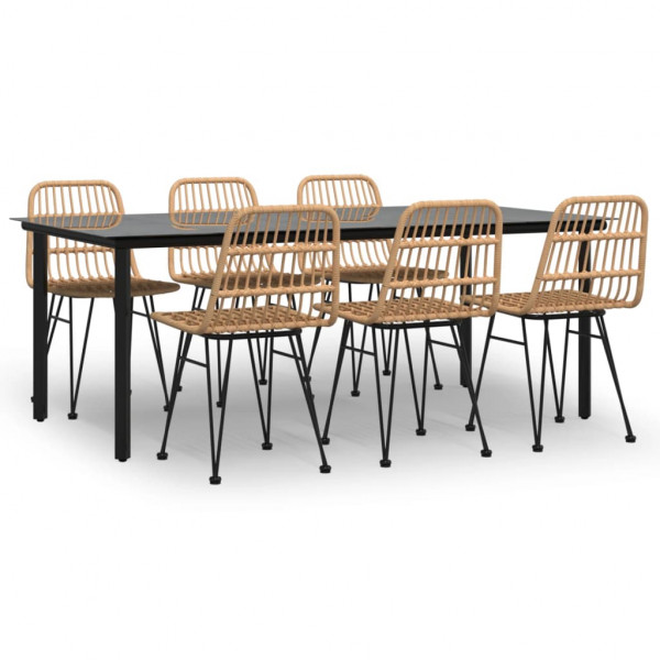7 pcs conjunto de jantar para jardim vime PE D
