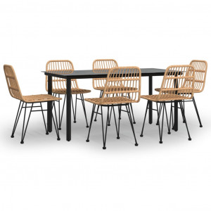 7 pcs conjunto de jantar para jardim vime PE H