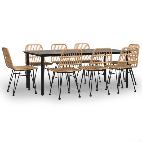 9 pcs conjunto de jantar para jardim vime PE M 2