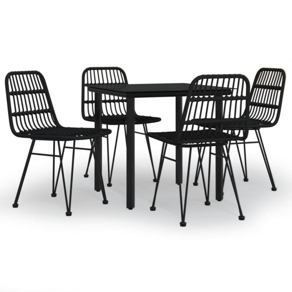 5 pcs conjunto de jantar p/ jardim vime PE preto M 2