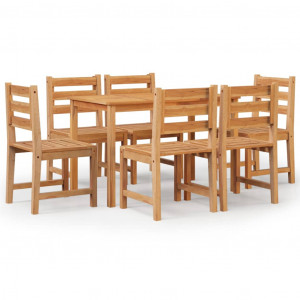 Juego de comedor de jardín 7 piezas madera maciza de teca H