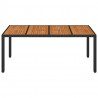 Mesa de jardín superficie de madera ratán PE negro 190x90x75 cm 3