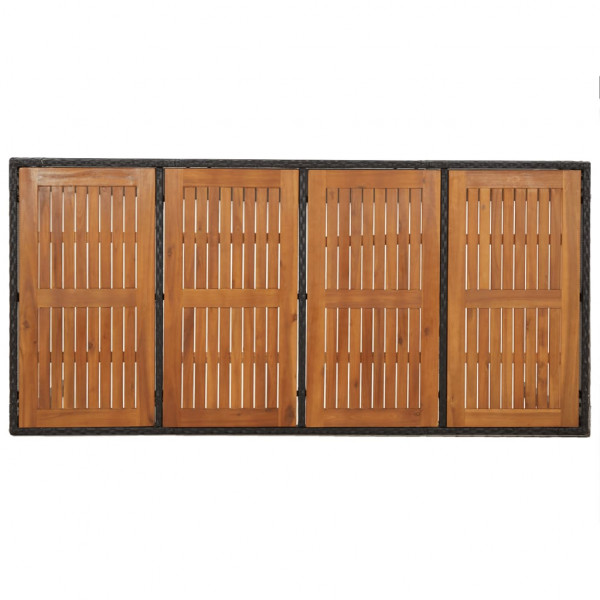 Mesa de jardín superficie de madera ratán PE negro 190x90x75 cm M 5