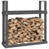 Leñero de madera maciza de pino gris 110x35x108.5 cm 4