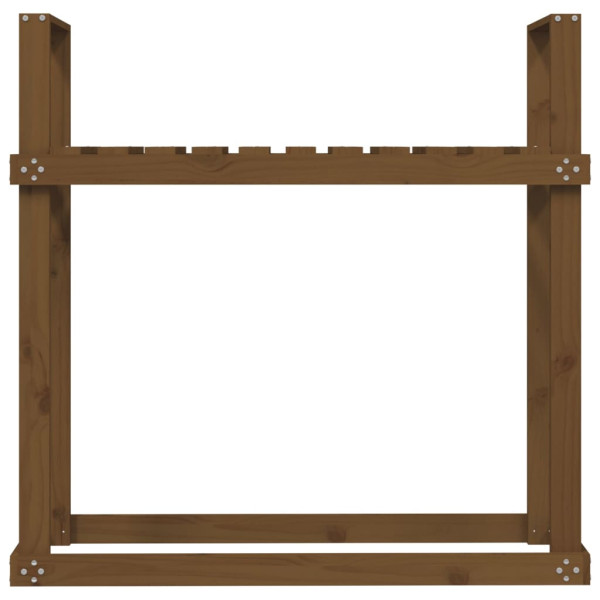 Leñero de madera maciza pino marrón miel 110x35x108.5 cm M 5