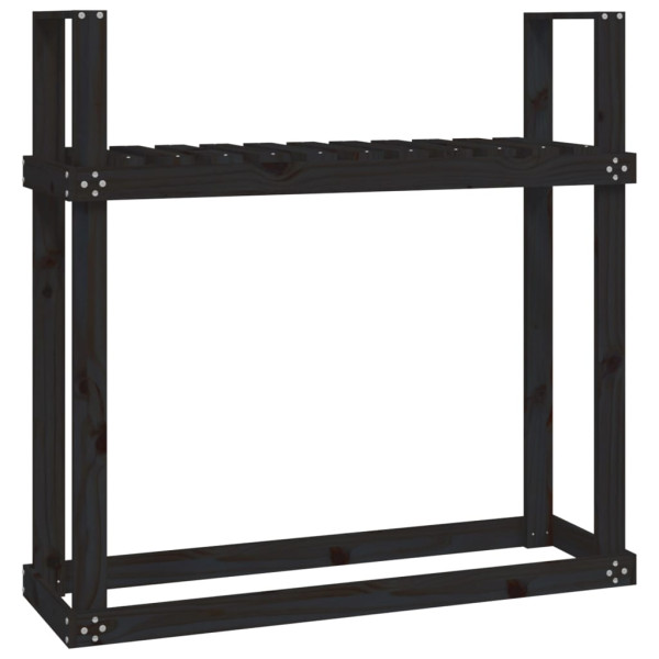 Suporte para lenha 110x35x108.5 cm pinho maciço preto M 2