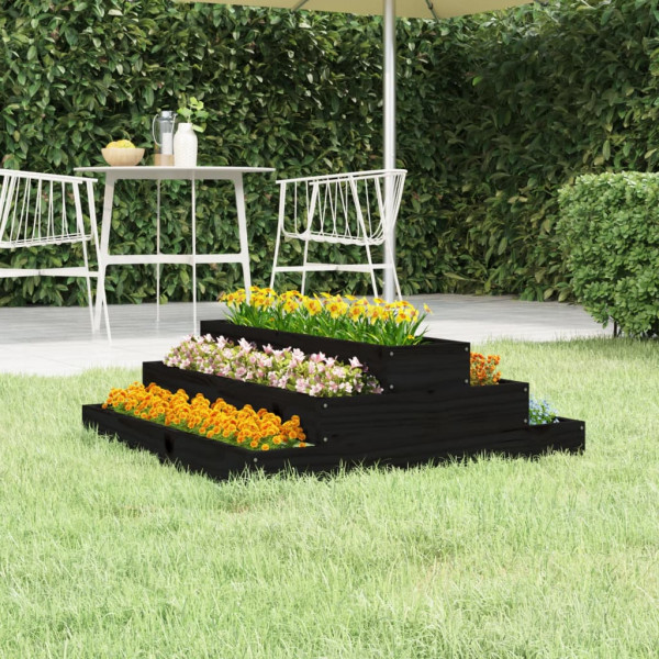 Jardinera de madera maciza de pino negro 80x80x27 cm D