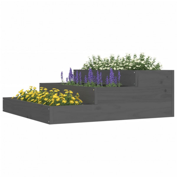 Jardinera de madera maciza de pino gris 78x78x27 cm M 3