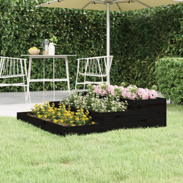 Jardinera madera maciza de pino negro 107x107x27 cm D