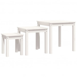 Mesas de encastrar 3 pcs madeira de pinho maciça branco H