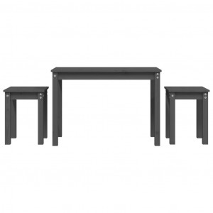 Mesas apilables 3 piezas madera maciza de pino gris H