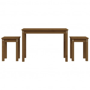 Mesas de encastrar 3 pcs madeira de pinho maciça castanho mel H