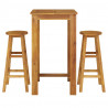 Juego de comedor de jardín 3 piezas madera maciza de acacia 3
