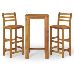 Juego de comedor de jardín 3 piezas madera maciza de acacia H