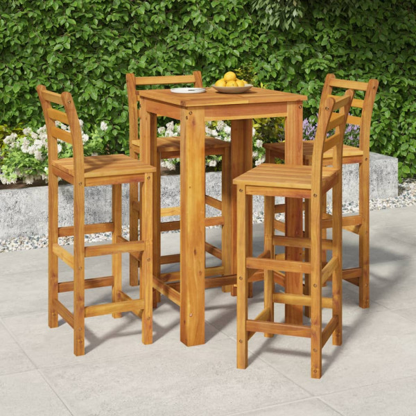 Juego de comedor de jardín 5 piezas madera maciza de acacia D
