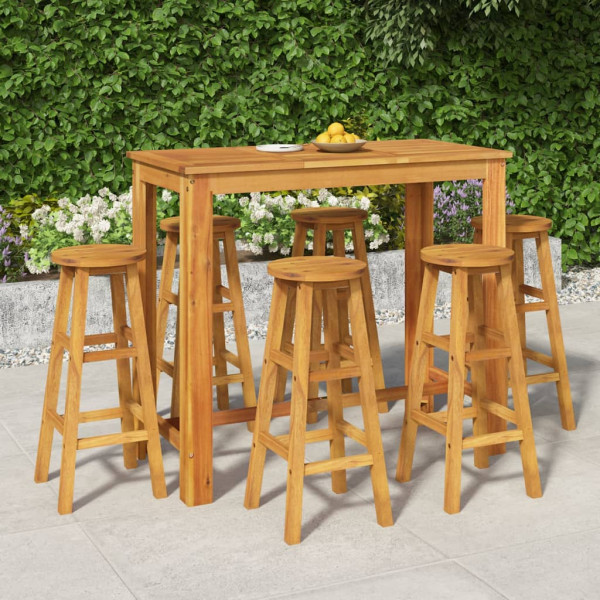 Juego de comedor para jardín 7 piezas madera maciza acacia D