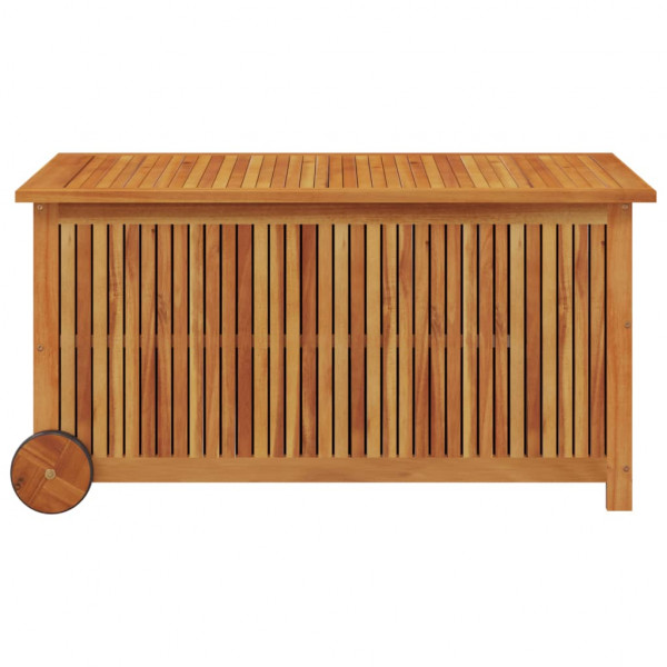 Caja de almacenaje de jardín ruedas acacia maciza 113x50x58 cm M 4