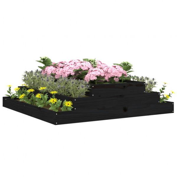 Jardinera madera maciza de pino negro 110x110x27 cm M 3