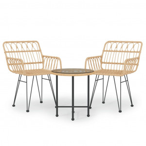 3 pcs conjunto de jantar para jardim vime PE H