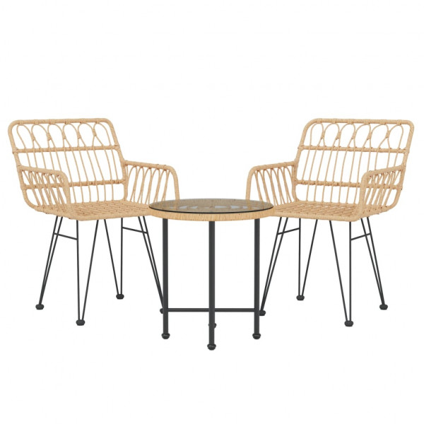 3 pcs conjunto de jantar para jardim vime PE M 3