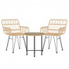 3 pcs conjunto de jantar para jardim vime PE 3
