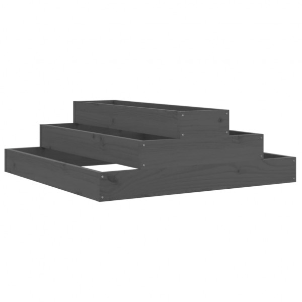 Jardinera de madera maciza de pino gris 80x80x27 cm M 2