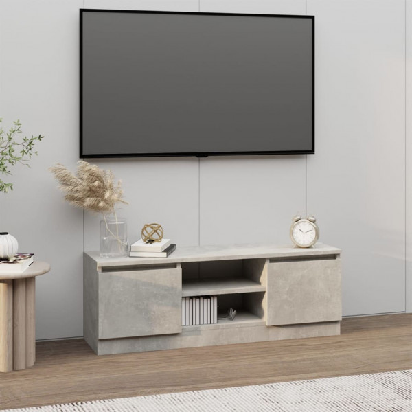 Mueble de TV con puerta gris hormigón 102x30x36 cm D