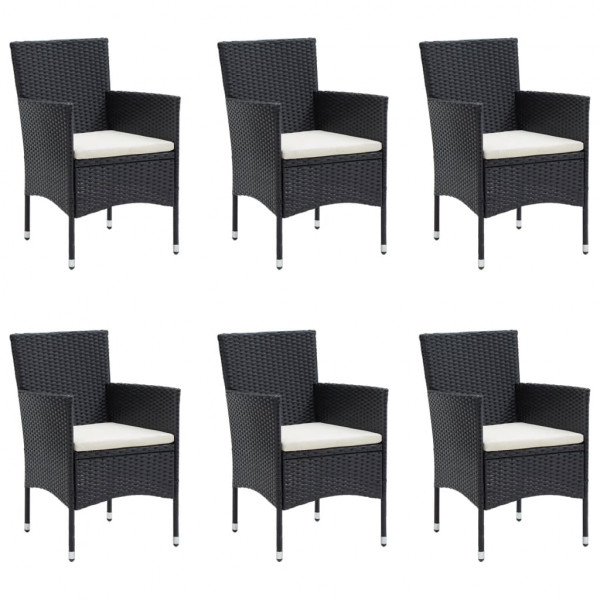 7 pcs conjunto de jantar para jardim com almofadões preto M 4