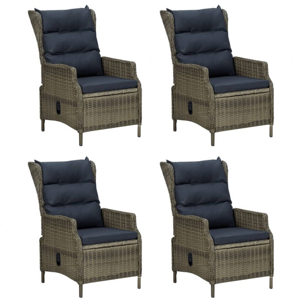 5 pcs conjunto de jantar para jardim vime PE castanho M 4