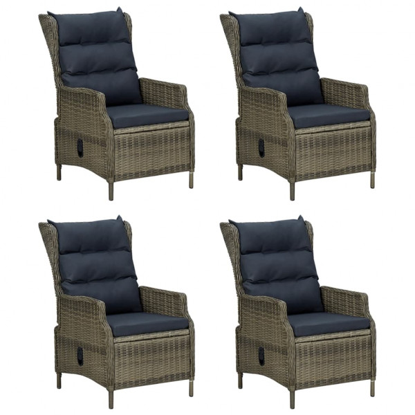 5 pcs conjunto de jantar para jardim vime PE castanho M 4