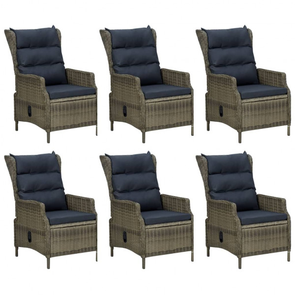 7 pcs conjunto de jantar para jardim vime PE castanho M 4