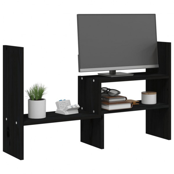 Soporte para monitor madera maciza pino negro (39-72)x17x43 cm M 4
