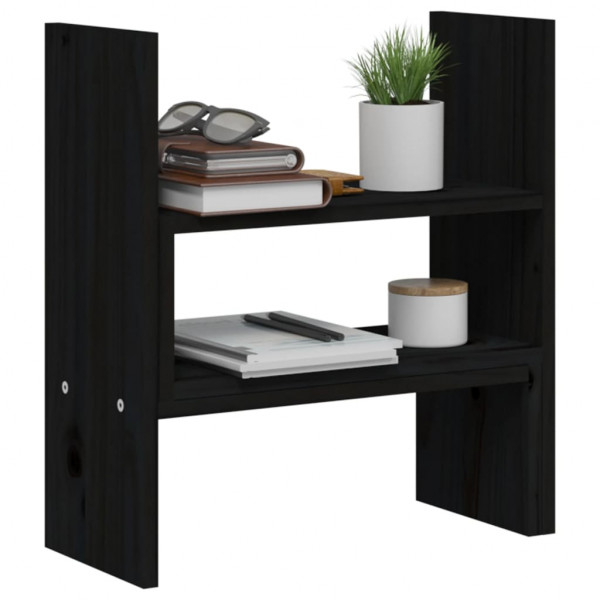 Soporte para monitor madera maciza pino negro (39-72)x17x43 cm M 5