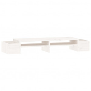 Suporte para monitor 100x27.5x15 cm madeira pinho maciça branco H