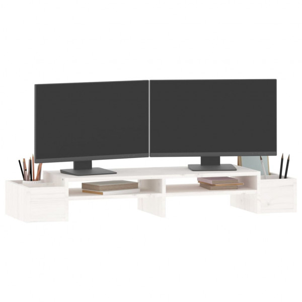Soporte para monitor madera maciza pino blanco 100x27.5x15 cm M 4