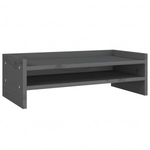 Soporte para monitor madera maciza de pino gris 50x24x16 cm H