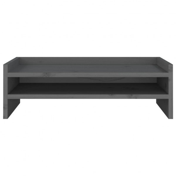 Soporte para monitor madera maciza de pino gris 50x24x16 cm M 5