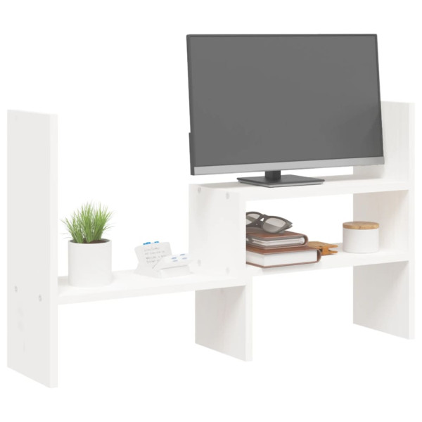 Soporte para monitor madera maciza pino blanco (39-72)x17x43 cm M 4
