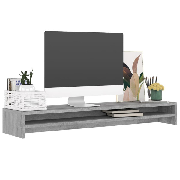 Soporte de monitor madera contrachapada gris Sonoma 100x24x13cm M 3
