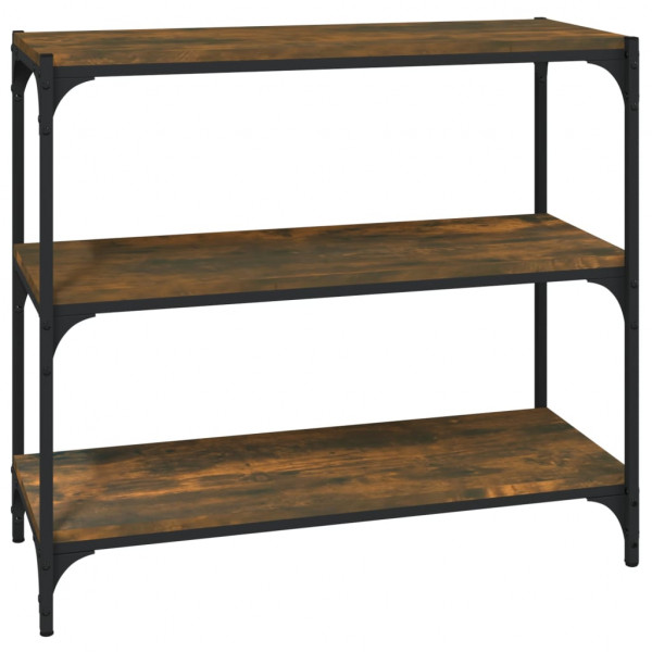 Estantería contrachapada y acero roble ahumado 80x33x70.5 cm M 2